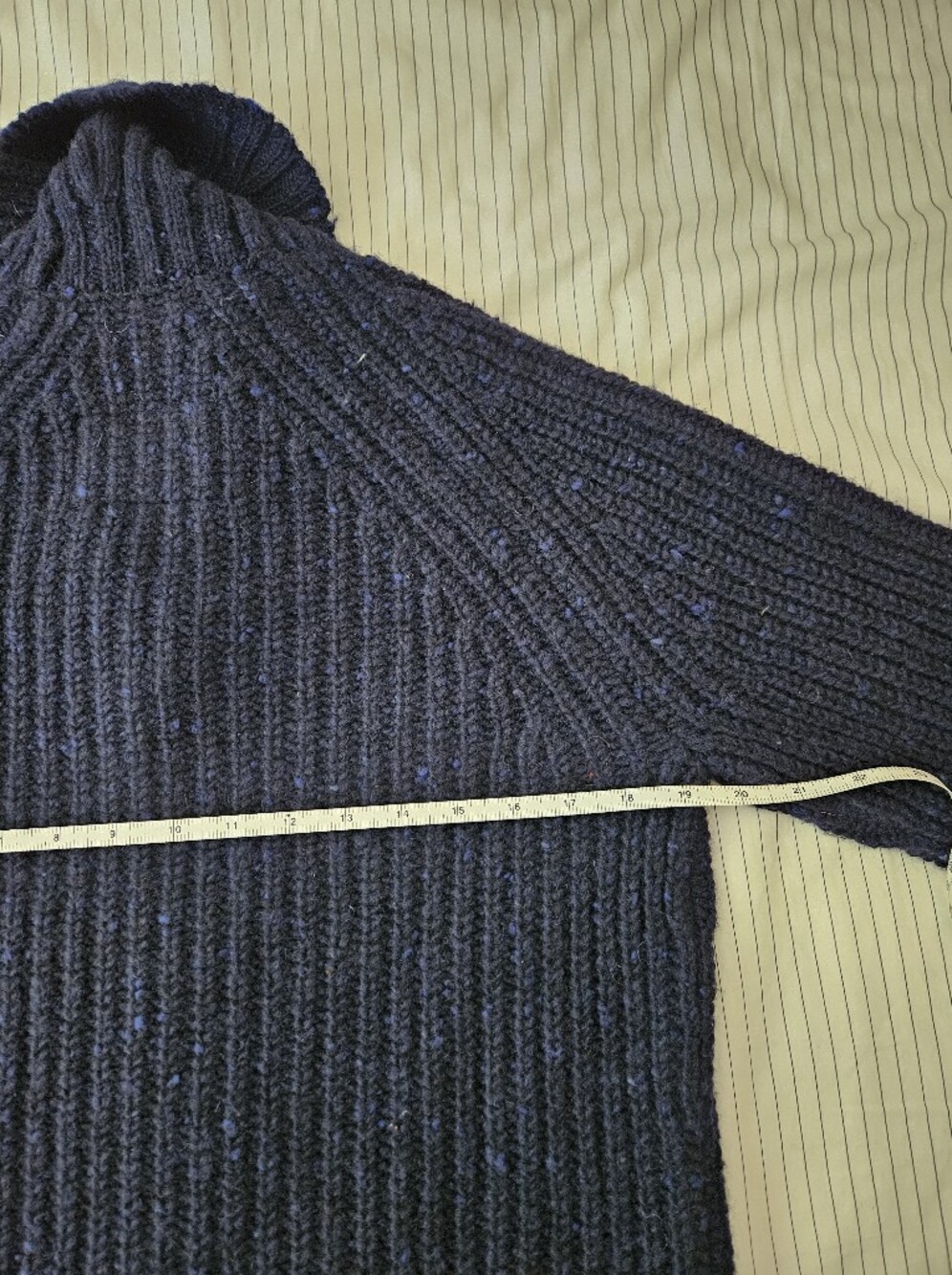Navy Donegal Wool Shawl Collar Cardigan - Picture 11 of 13